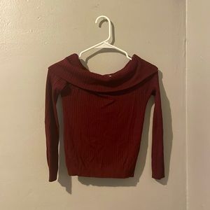 Maroon off the shoulder long sleeve top